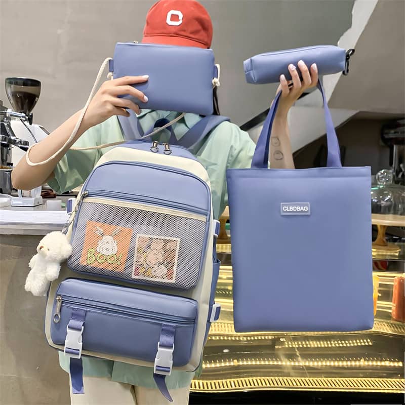 Ensemble de sacs d’école Kawai pour adolescents 4Pcs CLBD V3 Bleu – محفظة 4 قطع كاواي أزرق - Sac à dos et Mode - صورة 4