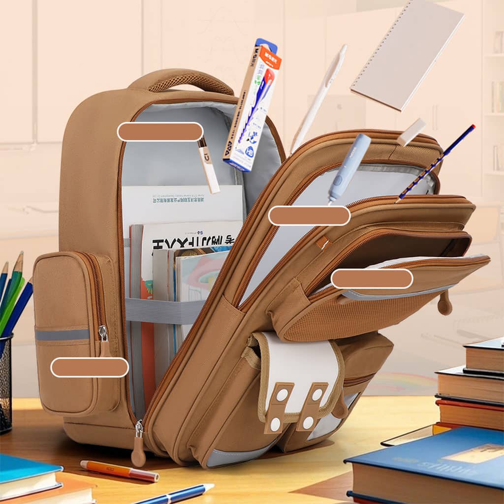 Sac à Dos Enfant pour École primaire de Haute Qualité Marron – حقيبة ظهر مدرسية للأطفال بني - Sac à dos et Mode - صورة 3