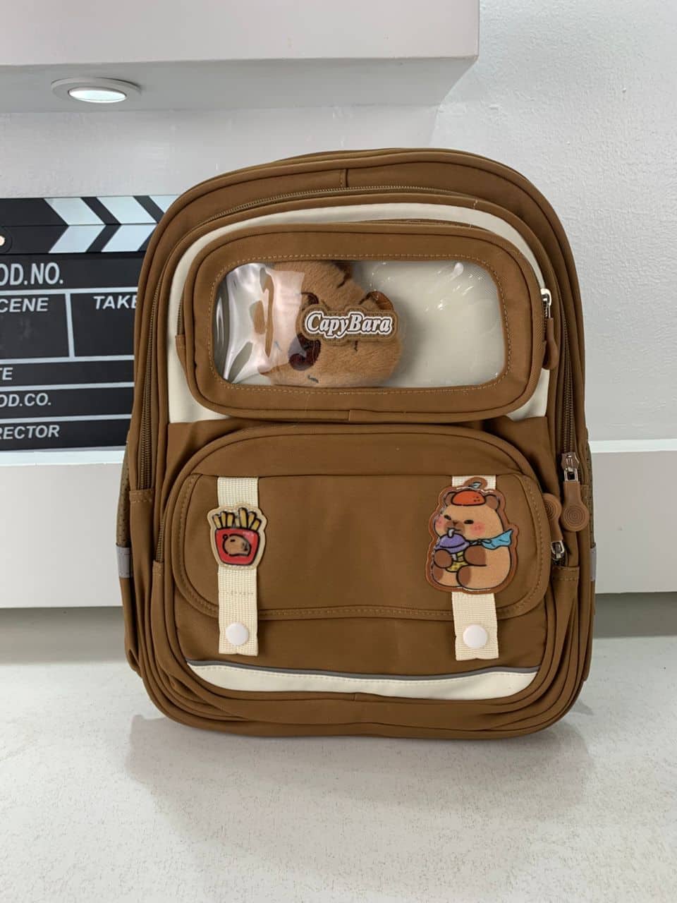 Sac à Dos Enfant Ludique avec Plusieurs Compartiment et un Peluche LM-5122 Marron – حقيبة ظهر للأطفال بني - Sac à dos et Mode - صورة 4