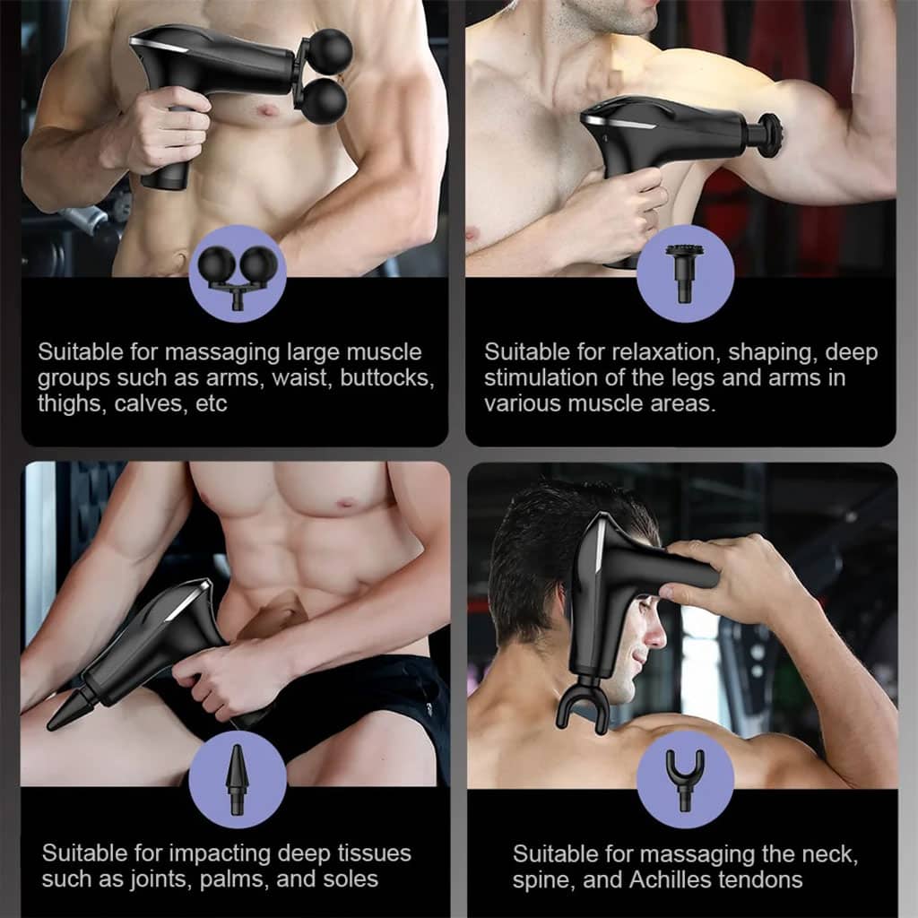 Masseur de tissus musculaire électrique à double tête à 6 vitesses – جهاز تدليك متعدد الرؤوس - Sport - صورة 3