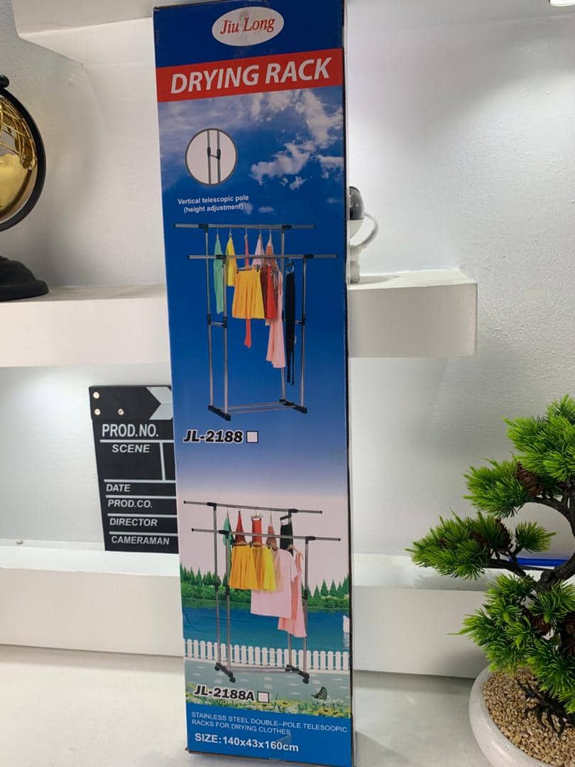 Double Penderie à vêtements portable à roulettes en Acier Inoxydable – علاقة ملابس متنقلة - Maison - صورة 6