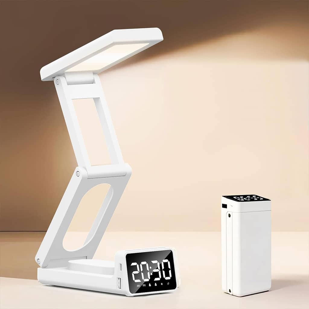 Lampe de bureau rechargeable sans fil avec réveil LED et power bank 10 000 mAh – مصباح مكتب ومصباح مع شاحن متنقل - Électronique - صورة 2