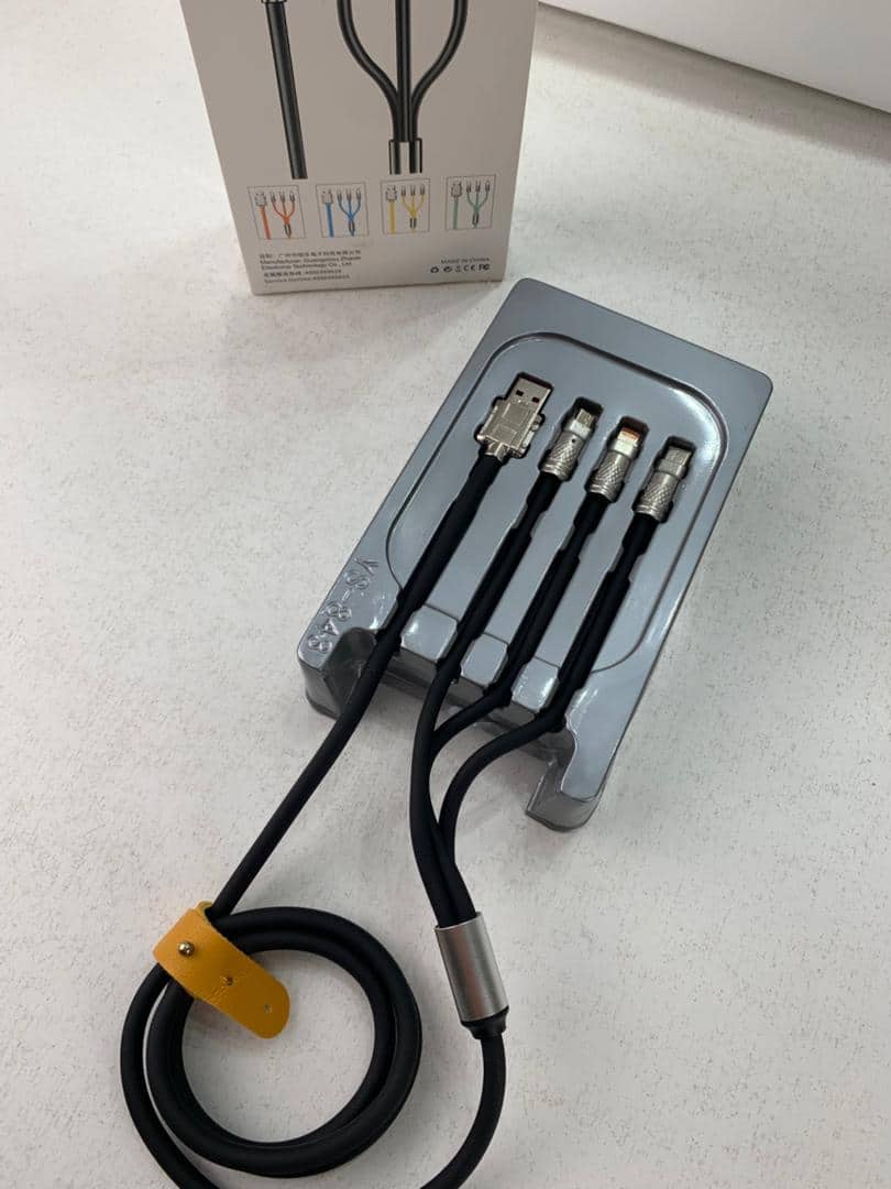 Câble de charge Rapide 3en1 Câble USB de 1.2 m avec 3 connecteurs 100W – كابل شحن سريع - Électronique - صورة 10