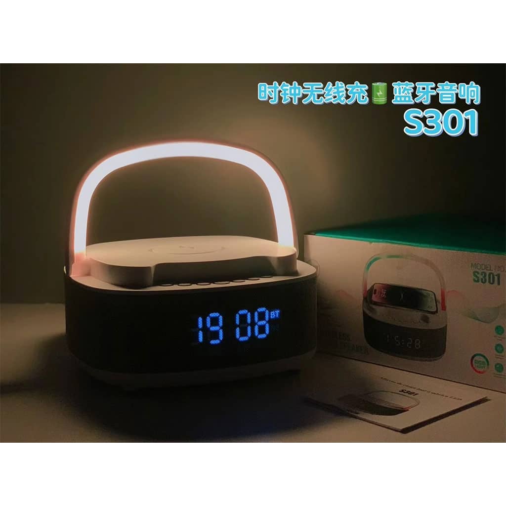 Haut Parleur Bluetooth Portable S301 à LED RGB chargement sans fil 15W – مكبر صوت بلوتوث وشاحن لاسلكي 2في1 - Électronique - صورة 4