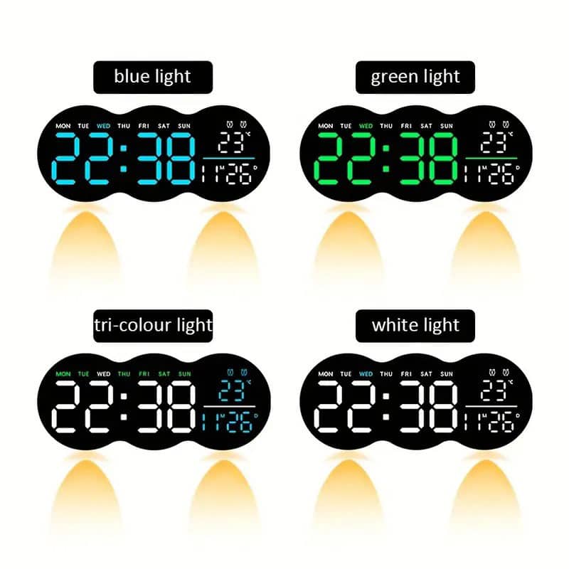 Horloge murale numérique à LED avec télécommande YX-2808 – ساعة حائط مع إضاءة مدمجة - Décoration - صورة 7