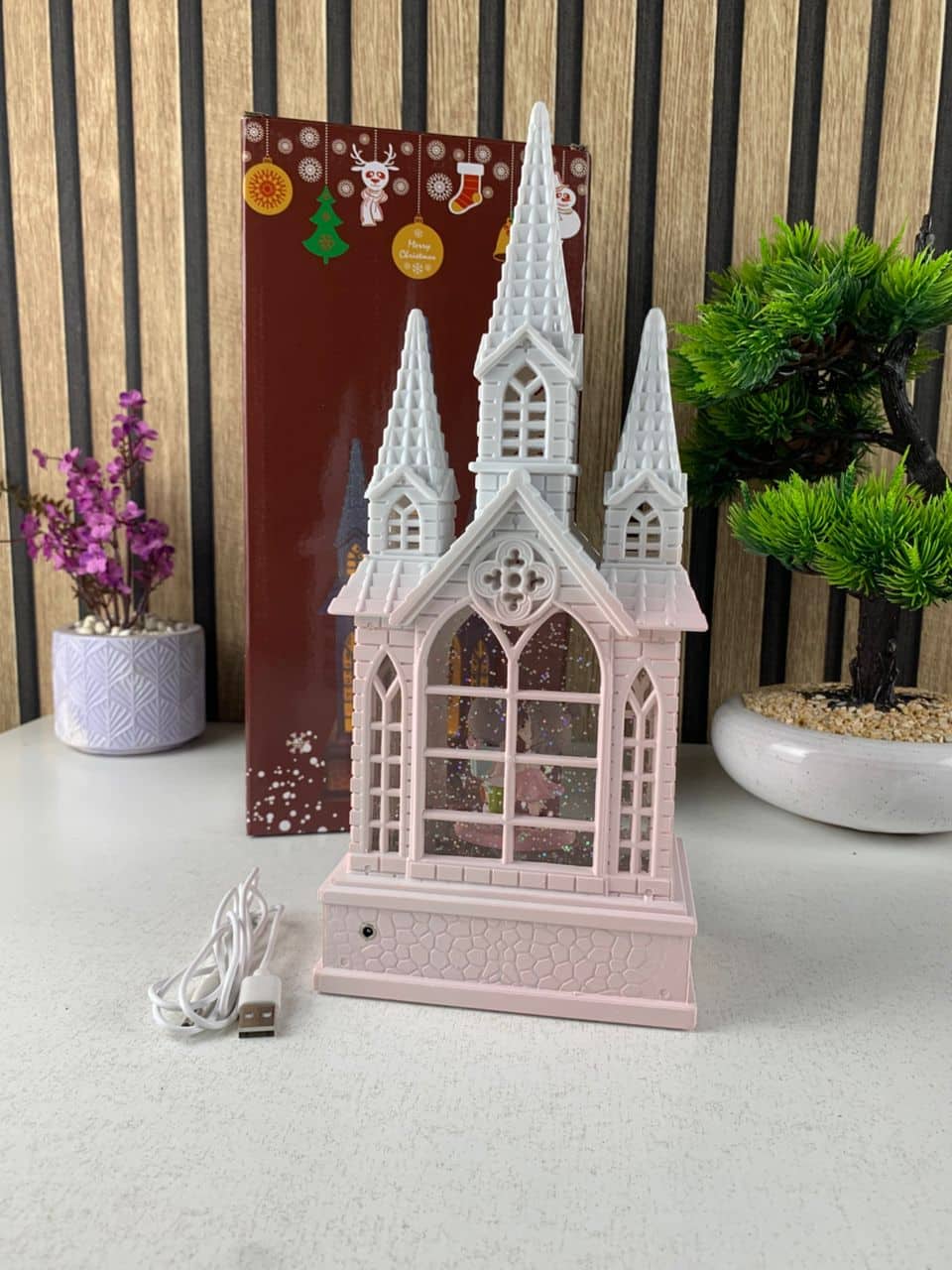Château à neige lumineux avec paillettes tourbillonnantes – ديكور قلعة الثلج - Décoration - صورة 4