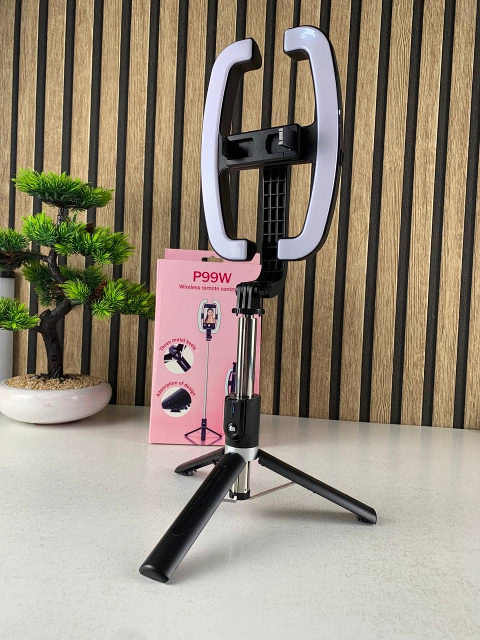 Perche à Selfie Extensible avec Support pour Téléphone et Lampe LED – عصا سيلفي مع إضاءة مدمجة ويد تحكم - Électronique - صورة 8