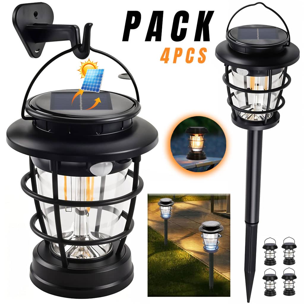 PACK X 4 Lanterne de Jardin Solaire avec Détecteur de Mouvement JF-8818 – مصباح خارجي يعمل بالطاقة الشمسية