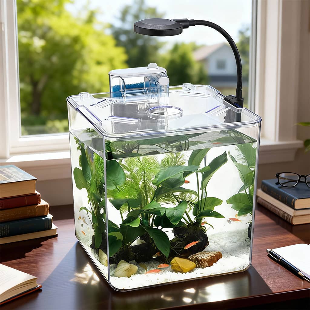 Kit mini aquarium nanbor avec système de filtrage et lampe led – حوض أسماك مع مصباح - Décoration - صورة 2
