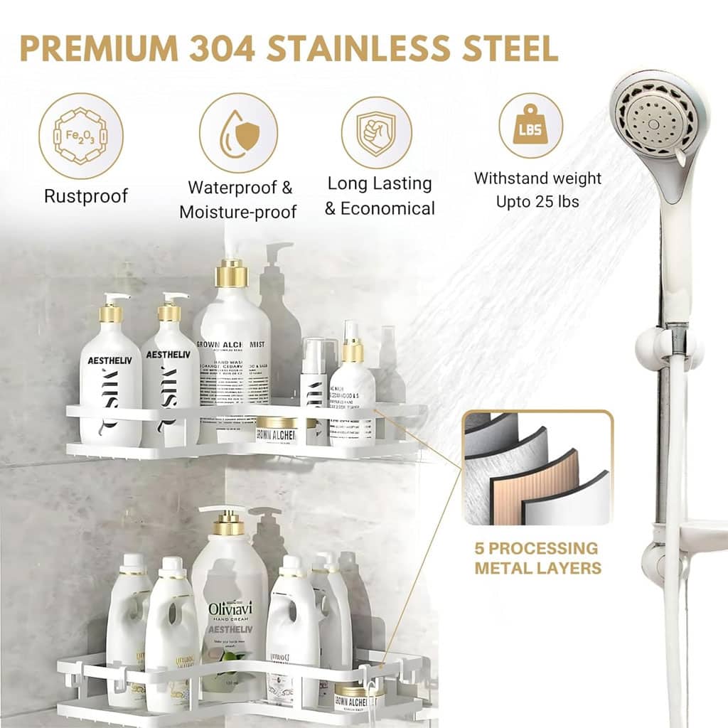 Étagère de rangement pour salle de bain 4pcs en acier inoxydable – طقم رفوف تنظيم للحمام - Maison - صورة 2