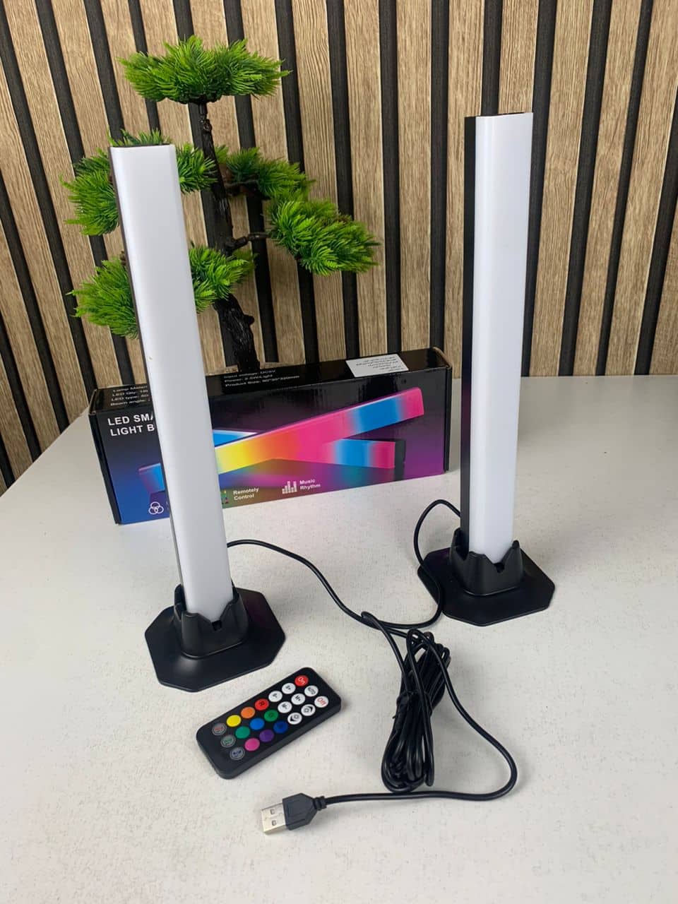 Desktop RGB Background Wall Atmosphere Lighting Bar 2pcs – اعمدة إضاءة لخلفية المكتب - Décoration - صورة 2