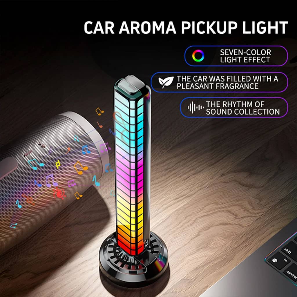 Lampe d’ambiance musicale pour voiture avec humidificateur RGB 1Pcs – مصباح موسيقي للسيارة مع معطر جو - Accessoires Auto/Moto - صورة 2