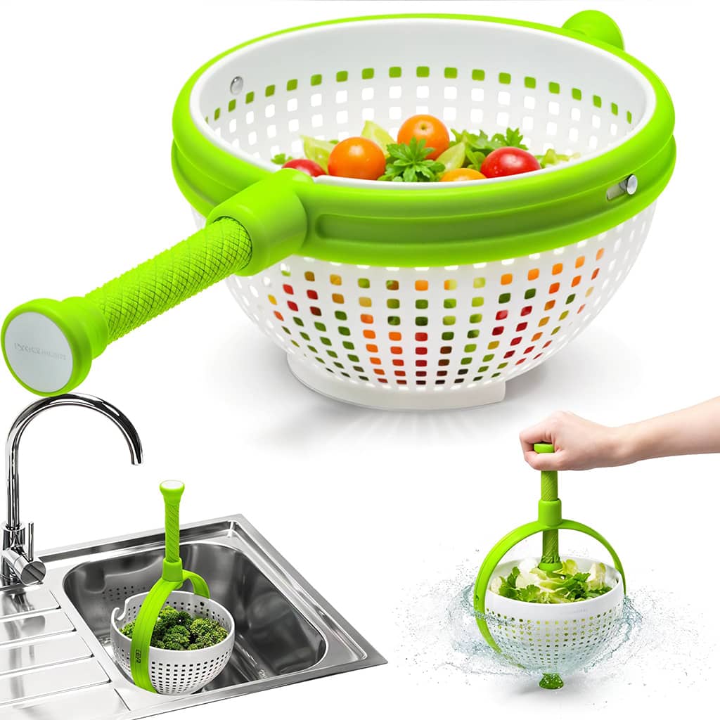 Panier D’égouttage Rotatif pour Fruits et Légumes Facile et Rapide – سلة غسل الخضار