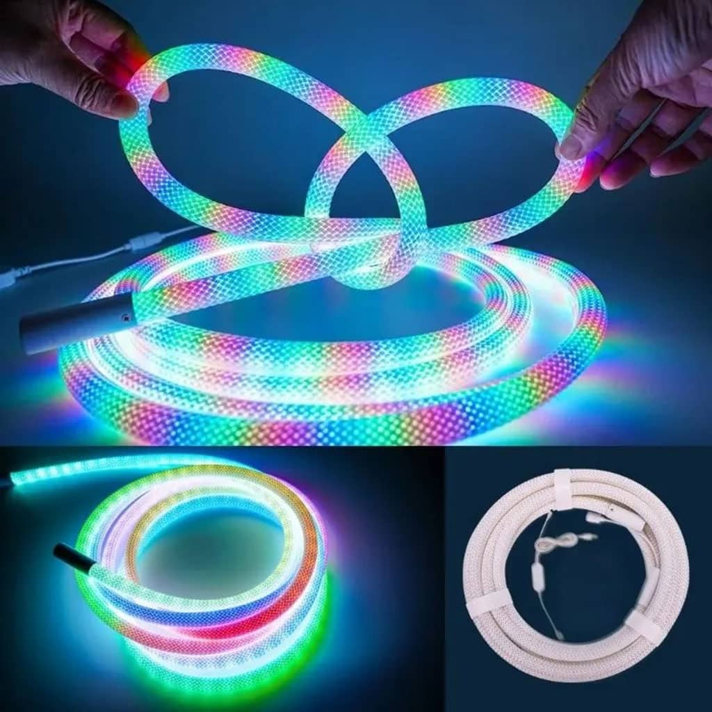 Bande LED Néon RGB motif réticulaire rond à 360 degrés flexible – شريط إضاءة ملونة - Électronique - صورة 7