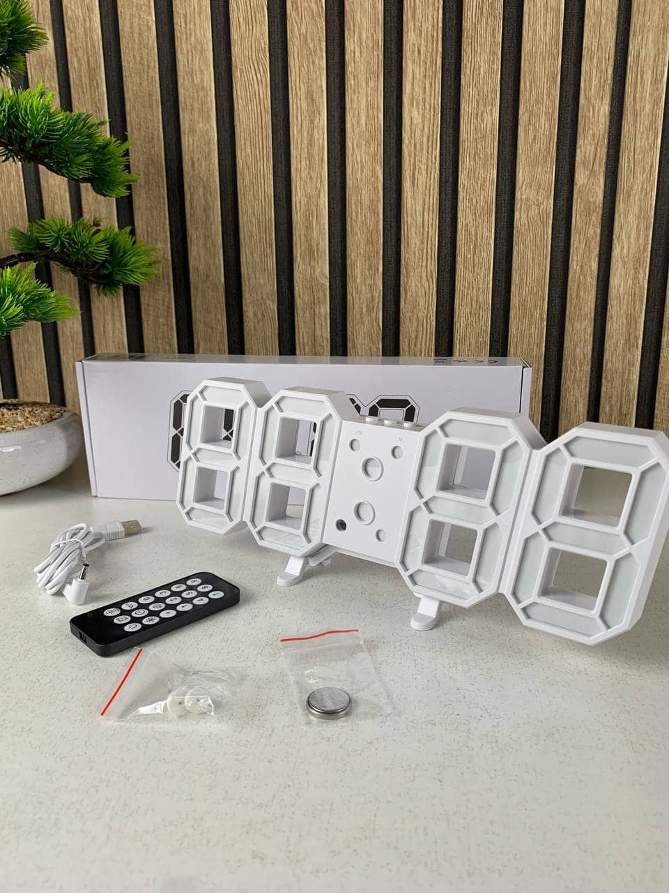Horloge Murale numérique LED Blanche 3D GH0720L – ساعة رقمية تصميم ثلاثي الأبعاد - Électronique - صورة 8