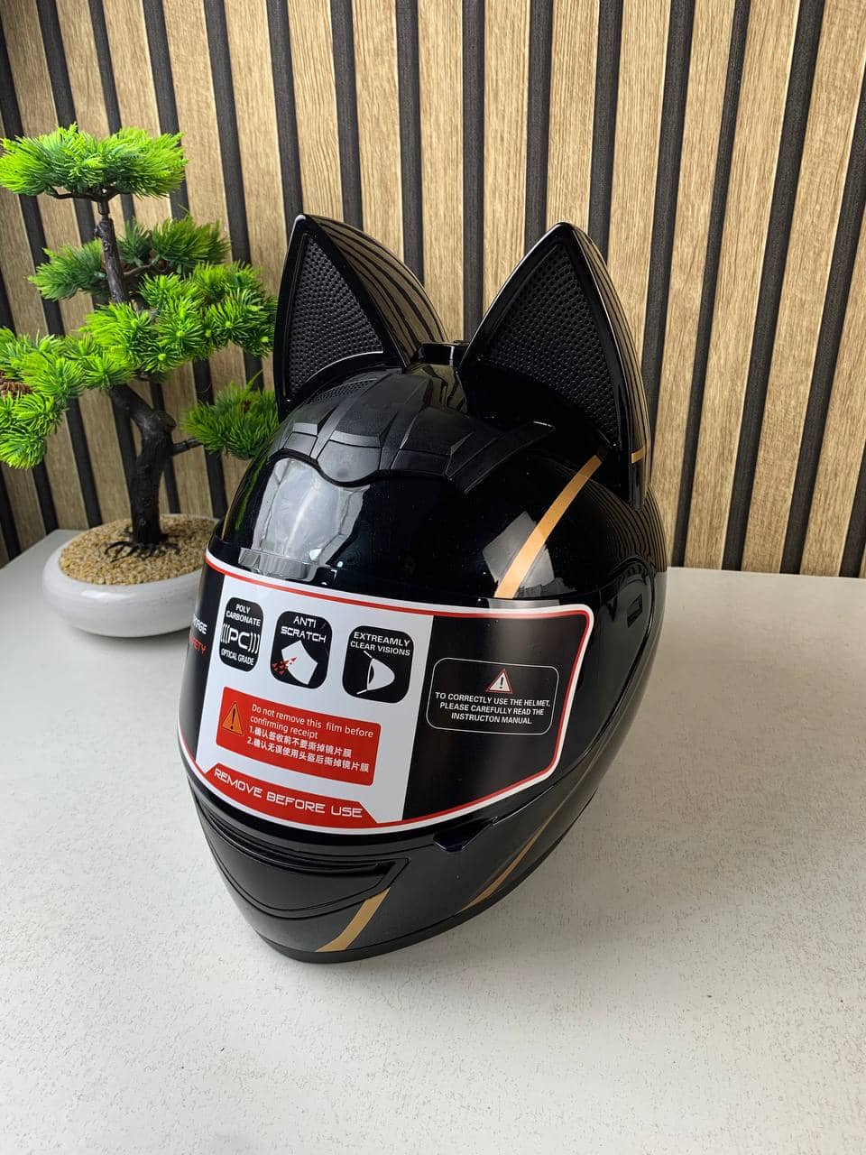Casque de moto pour femme et fille avec oreilles de chat - خوذة احترافية للنساء - Accessoires Auto/Moto - صورة 12