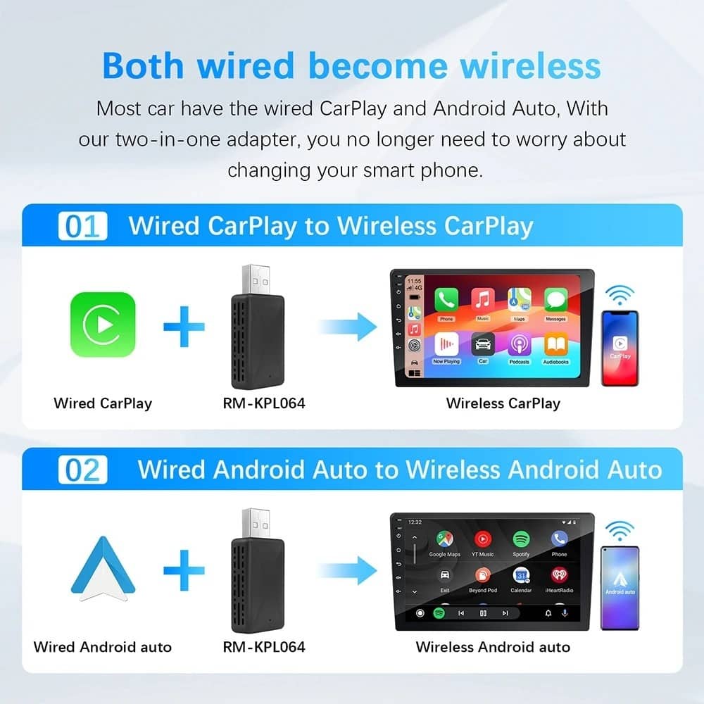 Adaptateur sans fil Android pour voiture Carplay et Android Auto - محول "كاربلاي" اللاسلكي 2 في 1 - Accessoires Auto/Moto - صورة 8