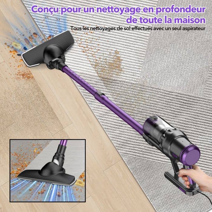 Multismart Aspirateur Balai Filaire Sans Sac 500W 5 en 1 avec Aspirateur à Main - 18KPa - مكنسة كهربائية يدوية - Maison - صورة 6