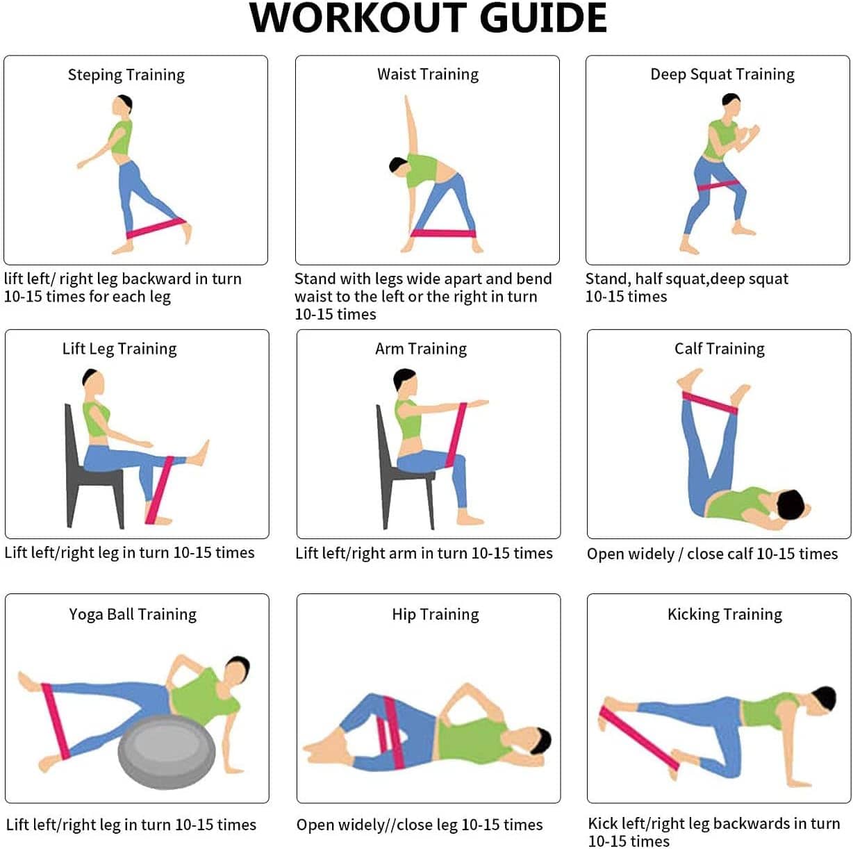 Ensemble de bandes de résistance Elastiques 5Pcs pour exercices de sport - طقم أحزمة المقاومة للرياضيين - Sport - صورة 10