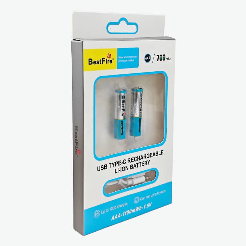 Pile rechargeable USB type C AAA 700mWh en lithium BestFire - بطارية ليثيوم قابلة لإعادة الشحن - Électronique - صورة 3