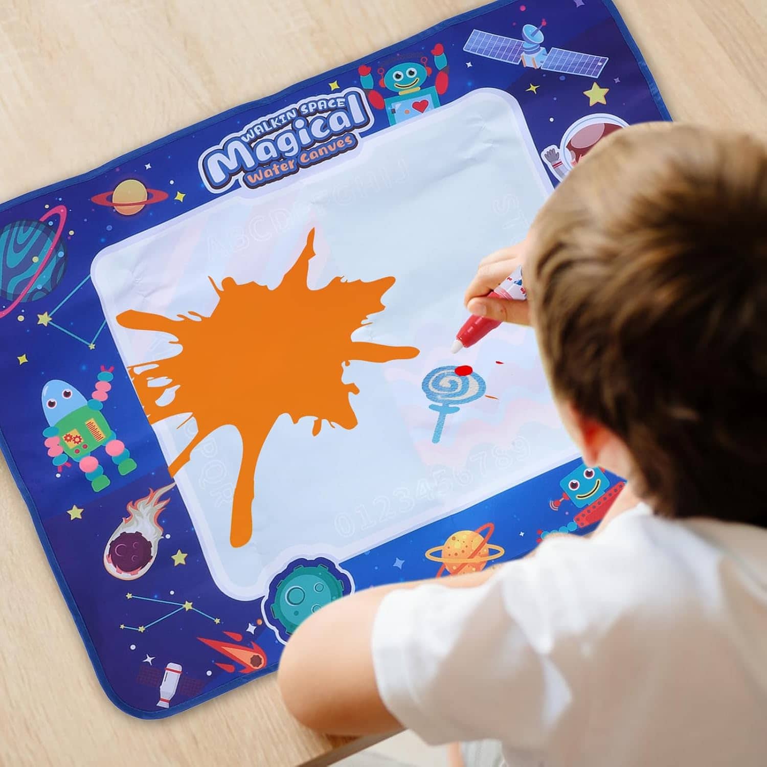 Tapis Water Canevas réutilisable et lavable pour enfants avec zone d'entraînement alphanumérique - بساط تلوين للأطفال - Jouet & Gaming - صورة 8