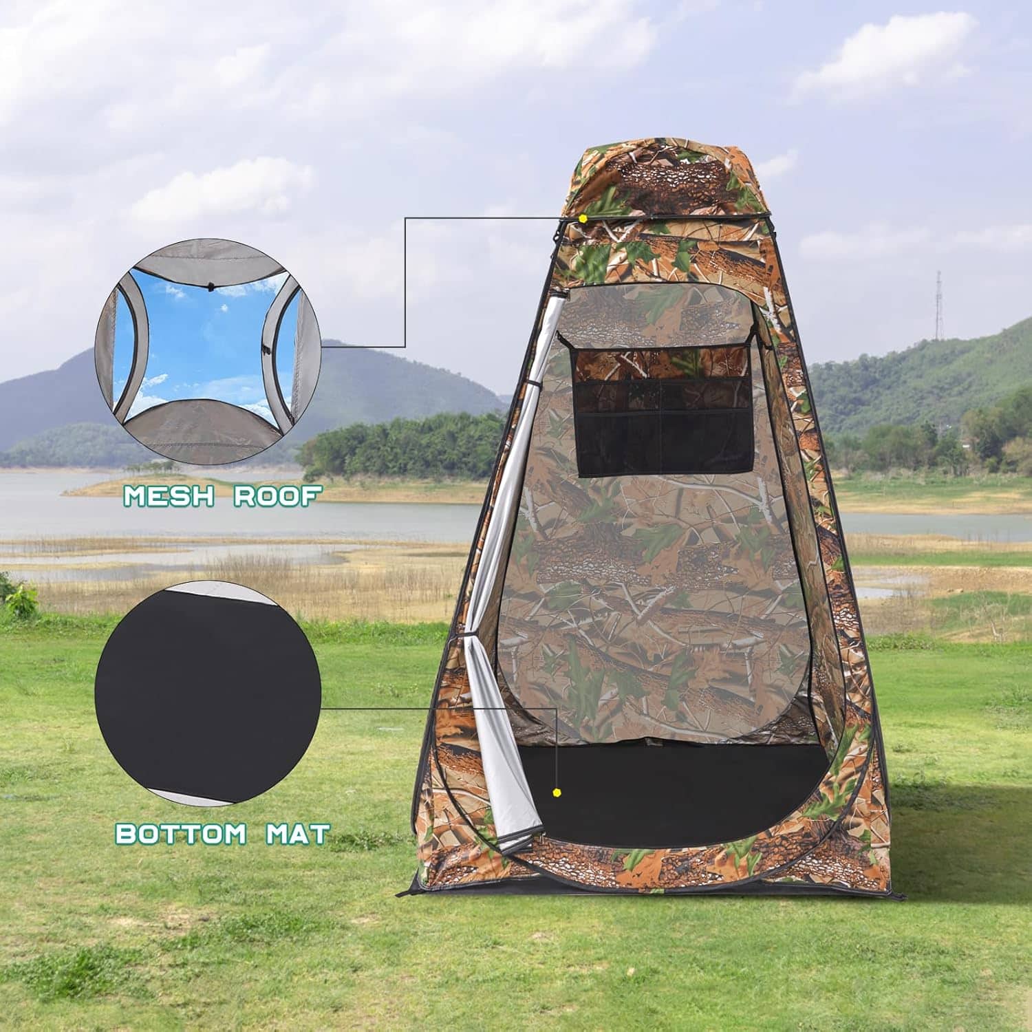 Tente de change pliable protection UPF 50+ et imperméable, 120 x 120 x 190 cm, camouflage - خيمة تغيير الملابس قابلة للطي - Camping et Randonnée - صورة 8