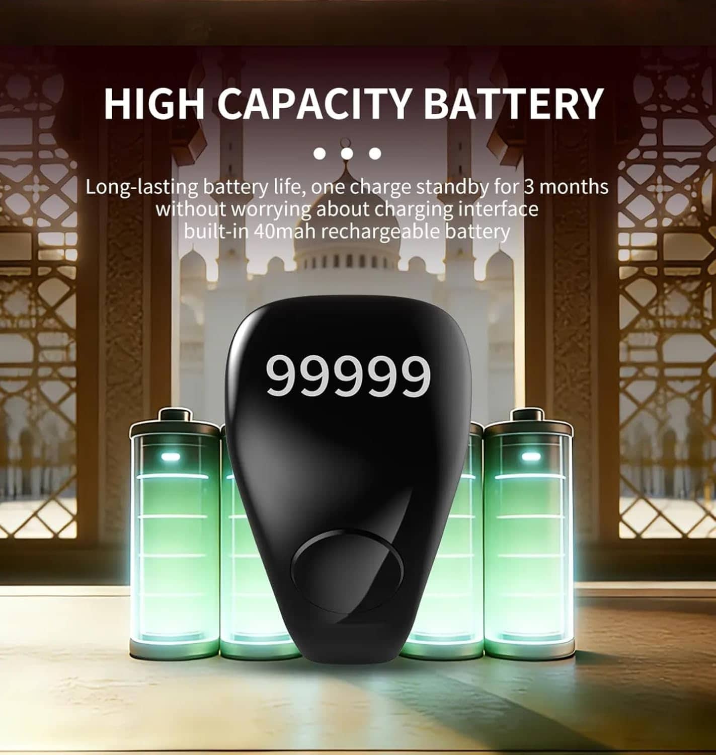 Anneau de Zikr Étanche avec Écran OLED iTasbih Salam+ - خاتم التسبيح الذكي المقاوم للماء بـ3 مقاسات - Électronique - صورة 9