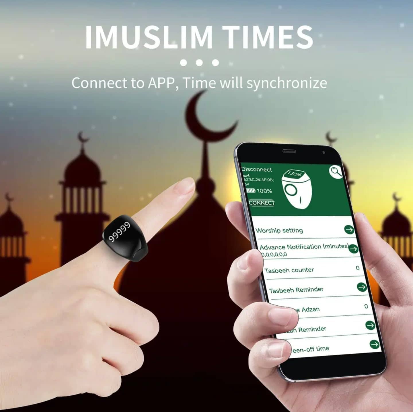 Anneau de Zikr Étanche avec Écran OLED iTasbih Salam+ - خاتم التسبيح الذكي المقاوم للماء بـ3 مقاسات - Électronique - صورة 10