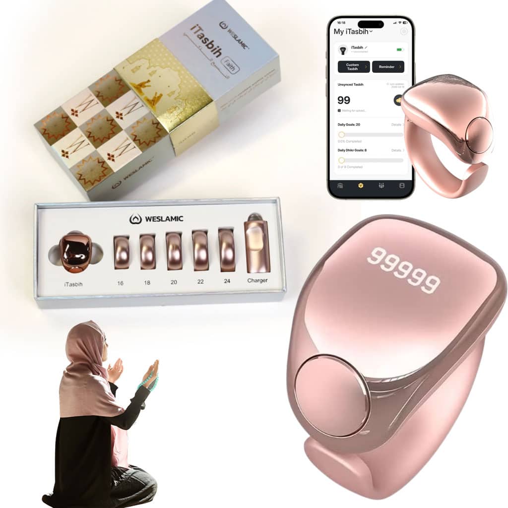 Anneau de Zikr Étanche avec Écran OLED iTasbih Faith+ Gold - خاتم التسبيح الذكي المقاوم للماء بـ5 مقاسات
