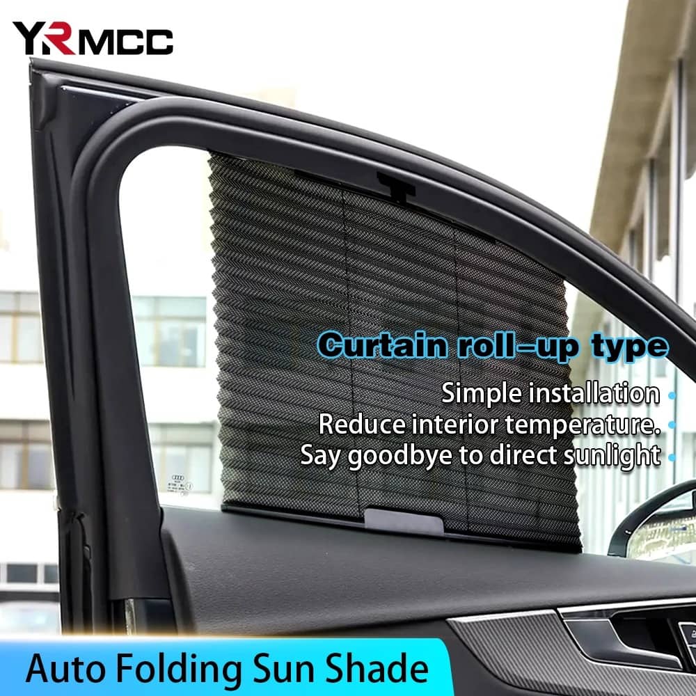 Rideau pare-soleil rétractable pour vitres de voiture 4Pcs – واقي الشمس في السيارة - Accessoires Auto/Moto - صورة 4