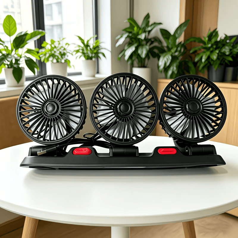 Ventilateur de Voiture USB Haute Vitesse 360° Réglable 3 Têtes 12/ 24 V - مروحة سيارة قابلة للتعديل بزاوية 360 درجة بثلاثة رؤوس - Accessoires Auto/Moto - صورة 4