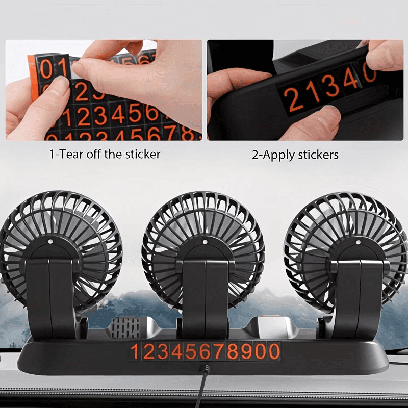 Ventilateur de Voiture USB Haute Vitesse 360° Réglable 3 Têtes 12/ 24 V - مروحة سيارة قابلة للتعديل بزاوية 360 درجة بثلاثة رؤوس - Accessoires Auto/Moto - صورة 5