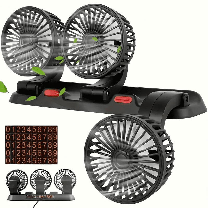 Ventilateur de Voiture USB Haute Vitesse 360° Réglable 3 Têtes 12/ 24 V - مروحة سيارة قابلة للتعديل بزاوية 360 درجة بثلاثة رؤوس - Accessoires Auto/Moto - صورة 6