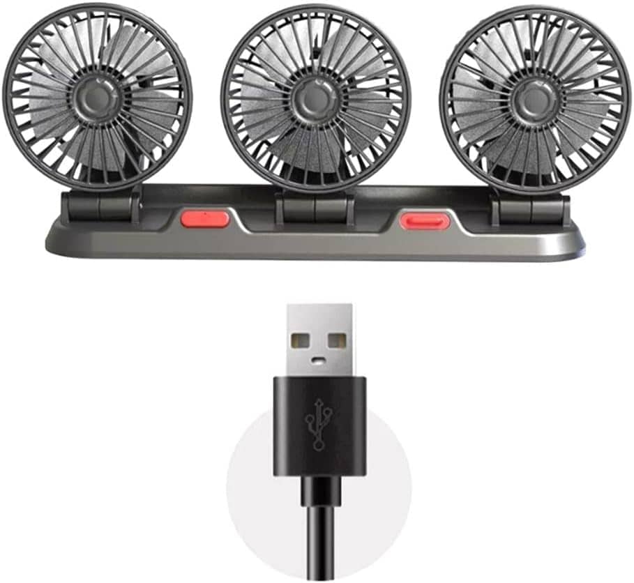 Ventilateur de Voiture USB Haute Vitesse 360° Réglable 3 Têtes 12/ 24 V - مروحة سيارة قابلة للتعديل بزاوية 360 درجة بثلاثة رؤوس - Accessoires Auto/Moto - صورة 9