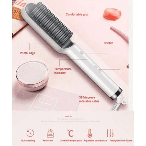Brosse à cheveux chauffante en céramique 6 niveaux de chaleur  360° – Lisseur HQT-909B - Soins et Beauté - صورة 6