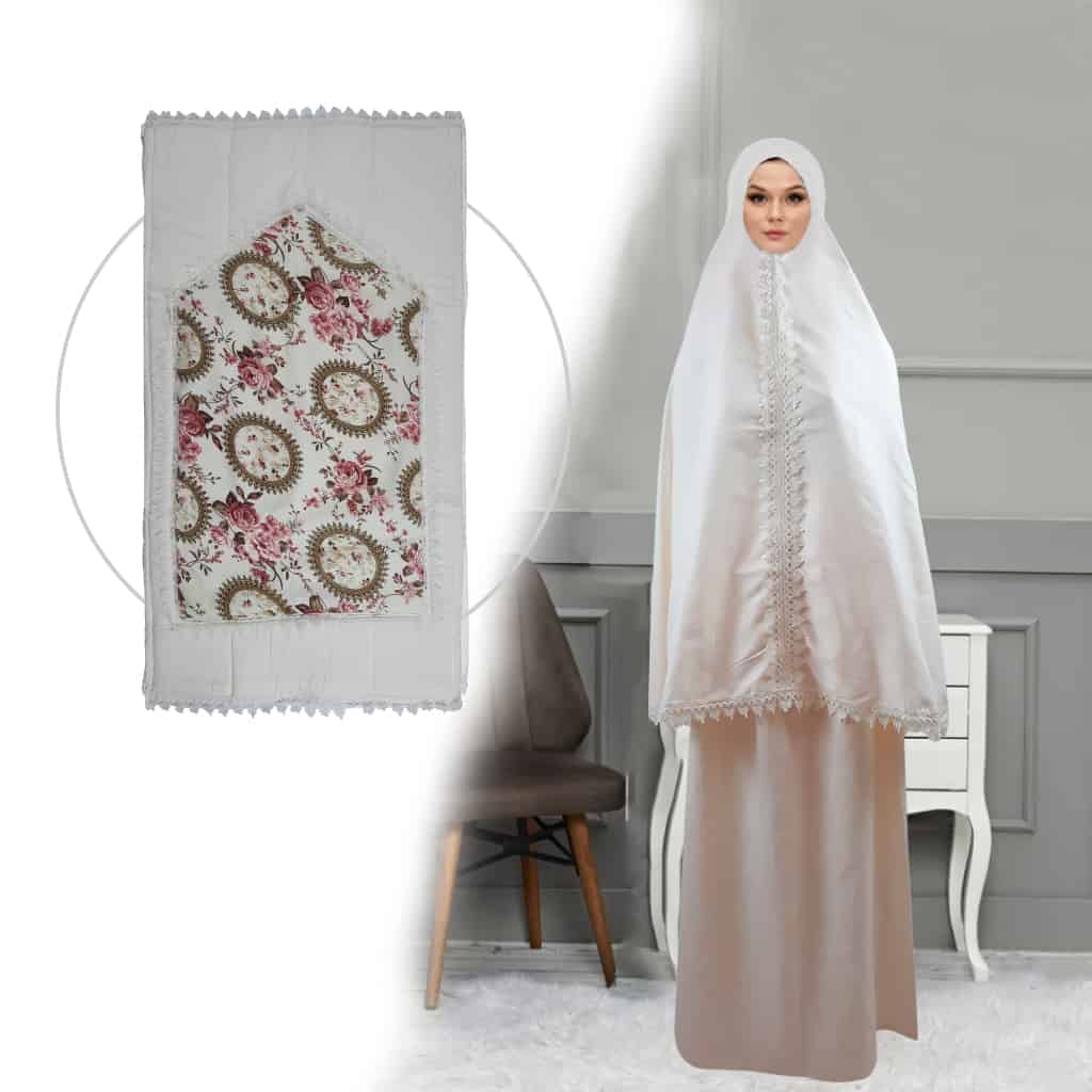 طقم صلاة نسائي 4 قطع برداء فضفاض وسجادة مبطنة مع غلاف للمصحف Kit De Prière 4 Pieces Pour Femmes En Tissu Doux Et Confortable - Divers - صورة 4