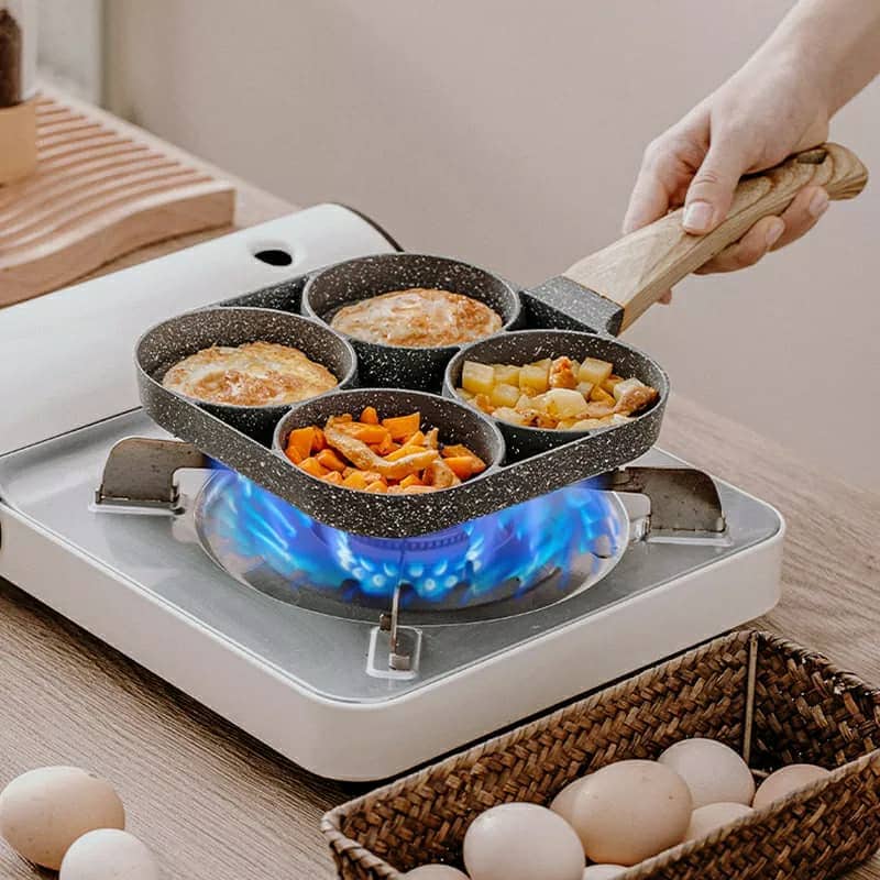 Poêle à crêpes et oeufs avec 4 trous en aluminium antiadhésive - Cuisine - صورة 2