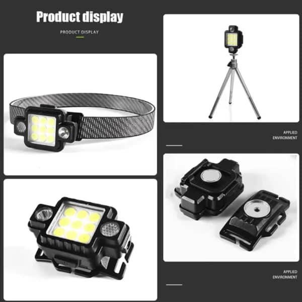 Lampe frontale Portable COB+XPG multifonctionnelle magnétique USB TYPE-C - Camping et Randonnée - صورة 5