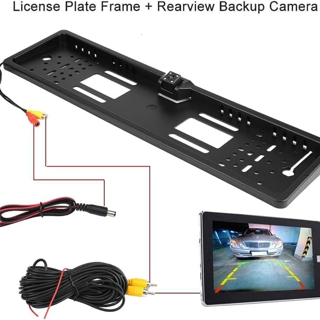 Caméra de recul HD pour voiture, Avec cadre de plaque d'immatriculation Standard , étanche, Vision nocturne, 4 LED - Accessoires Auto/Moto - صورة 5
