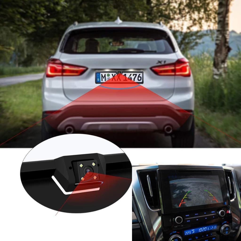 Caméra de recul HD pour voiture, Avec cadre de plaque d'immatriculation Standard , étanche, Vision nocturne, 4 LED - Accessoires Auto/Moto - صورة 8