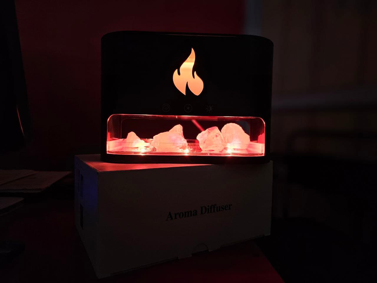 Diffuseur d'huiles essentielles flamme avec des roches de sel de cristal 250ML - موزع روائح الزيوت العطرية باللهب مع صخور الملح الكريستالي 250 مل - Décoration - صورة حقيقية 5
