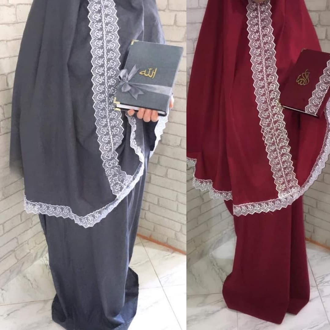 PACK طقم صلاة نسائي 4 قطع برداء فضفاض وسجادة مبطنة مع غلاف للمصحف + جهاز تسبيح رقمي محمول، سبحة صلاة مع عداد رقمي - صورة 8