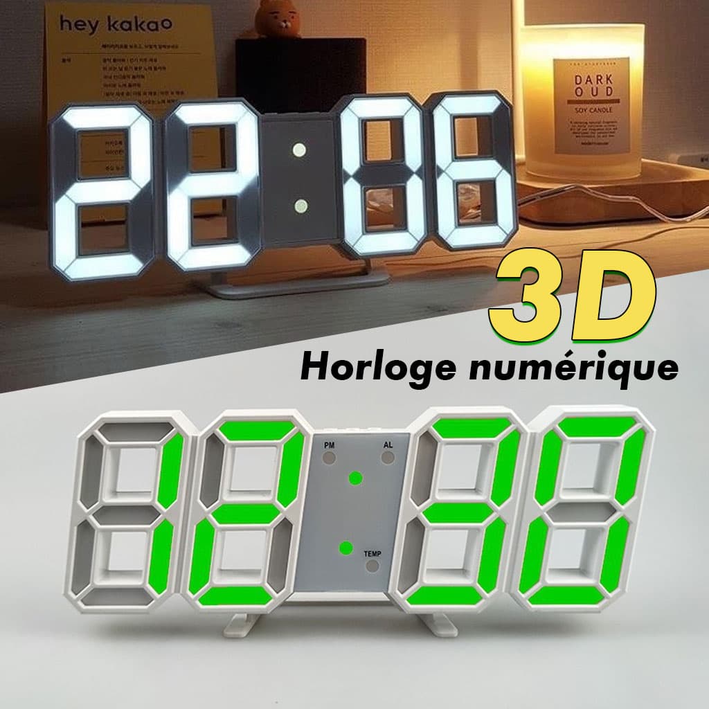 Horloge Murale numérique LED 3D - Électronique - صورة 7