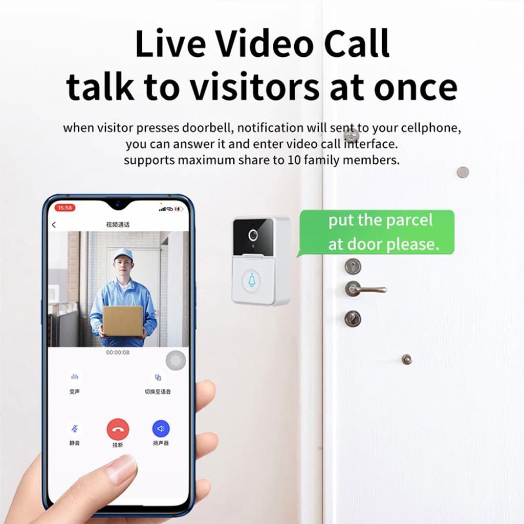 Sonnette et interphone Wifi Sans Fil avec caméra vidéo - Maison - صورة 3