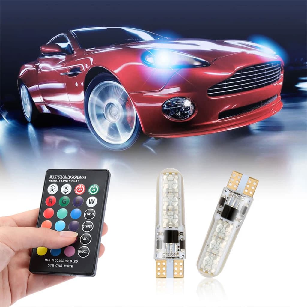 Lot de 2 LED Multicolore pour Voiture 12V T10 - Accessoires Auto/Moto - صورة 1