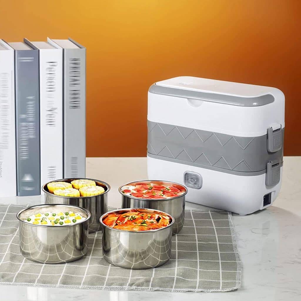 Boîte à Lunch Électrique Portable avec 2 Récipients Amovibles en Acier Inoxydable – علبة تسخين طعام - Cuisine - صورة 2