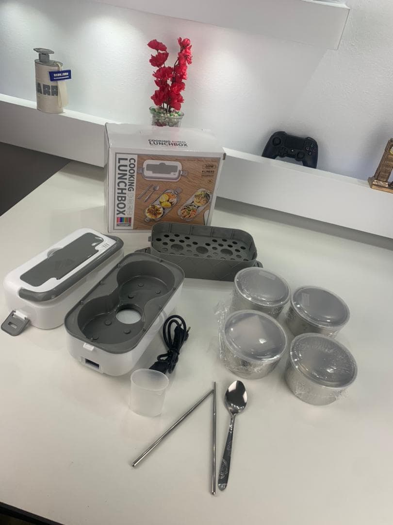 Boîte à Lunch Électrique Portable avec 2 Récipients Amovibles en Acier Inoxydable – علبة تسخين طعام - Cuisine - صورة حقيقية 10