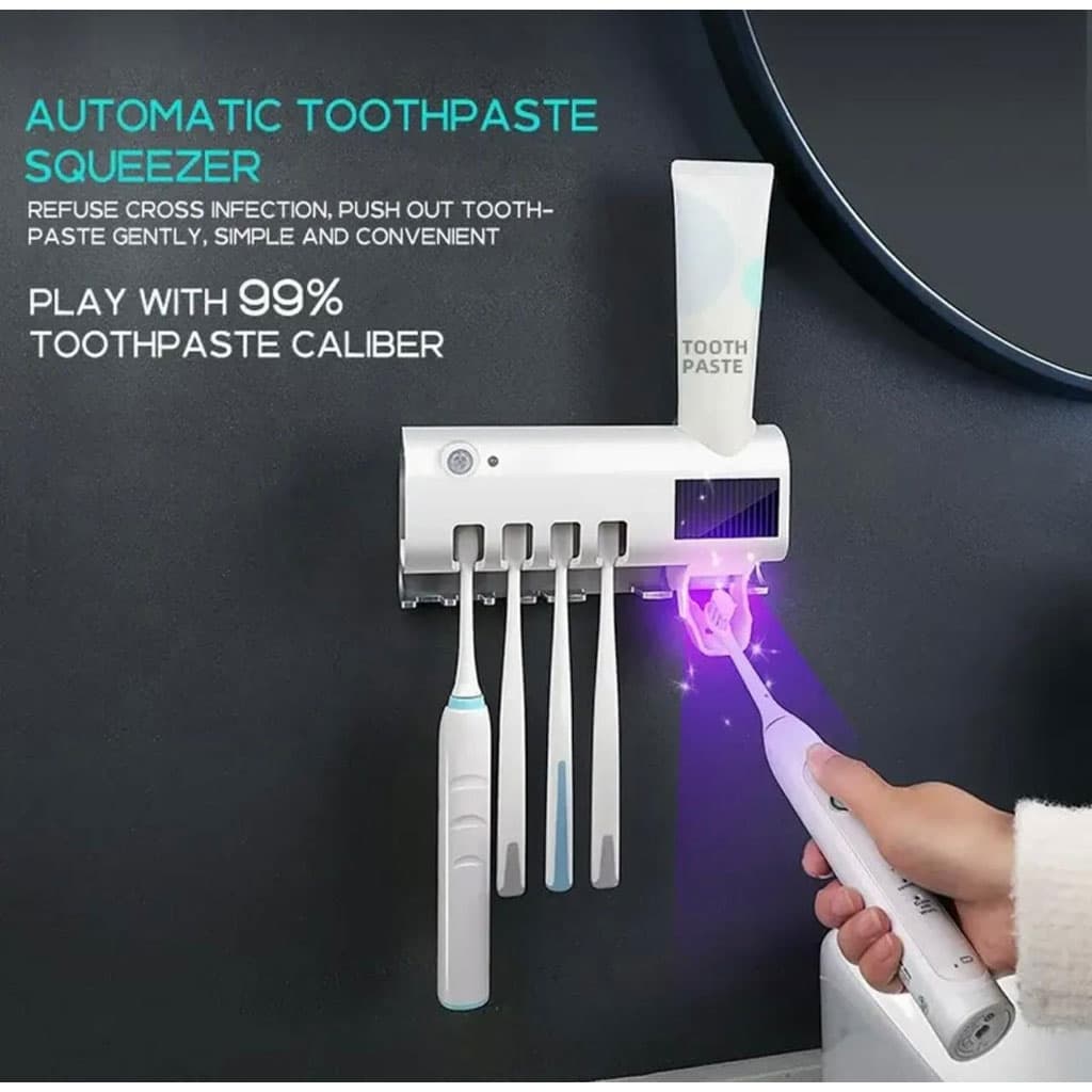 Support de Brosse à Dents UV avec Distributeur Dentifrice - Maison - صورة 4