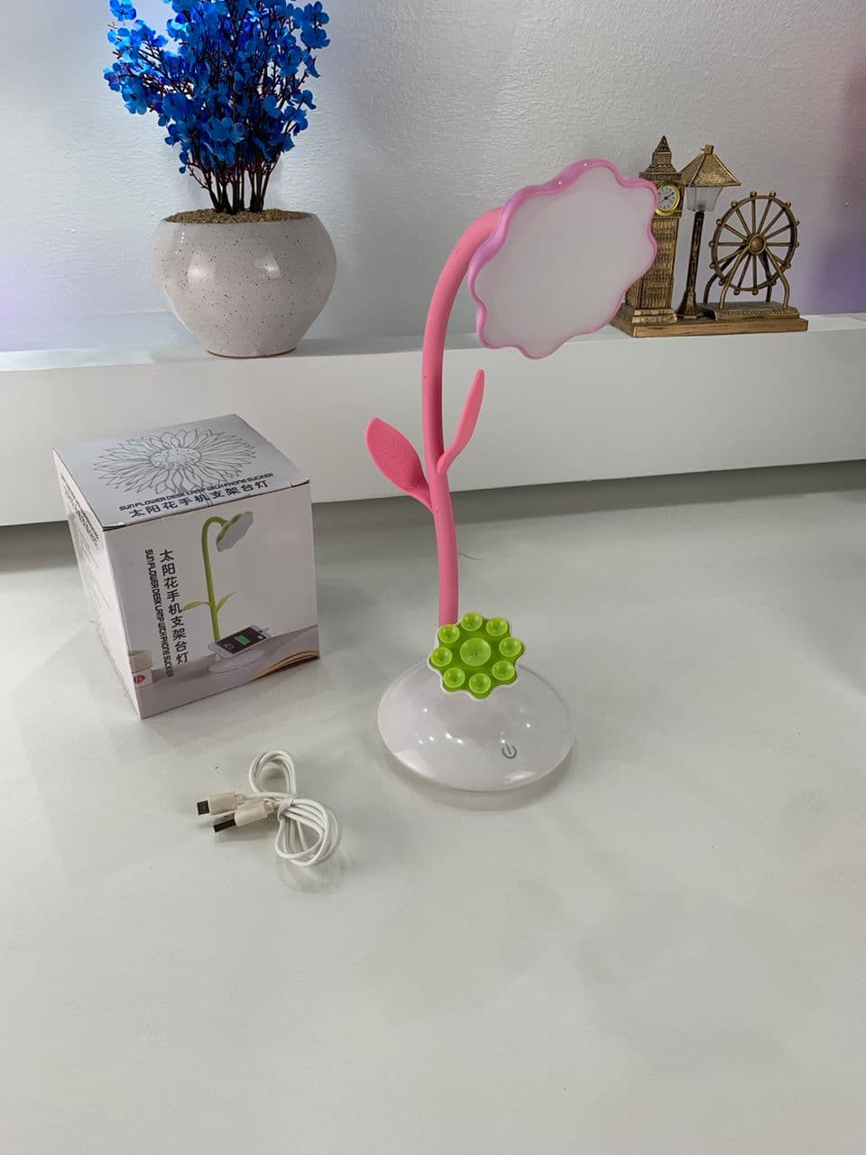Lampe de Bureau Tournesol avec Support pour Téléphone Portable – مصباح مكتبي مع حامل للهاتف المحمول - Électronique - صورة حقيقية 8