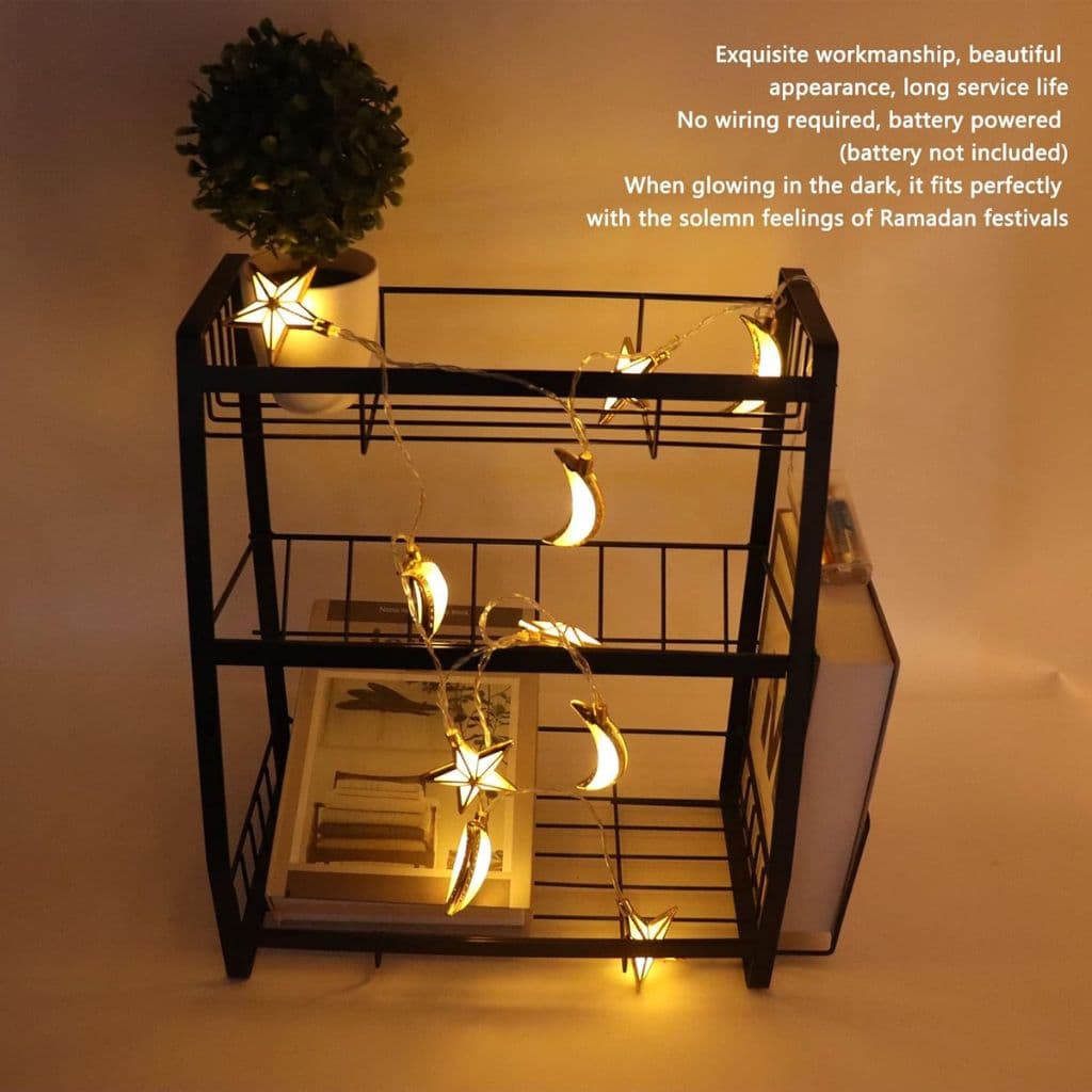 Guirlande Lumineuse Eid et Ramadan LED 10pcs - إضاءة رمضان على شكل قمر ونجمة - صورة 2